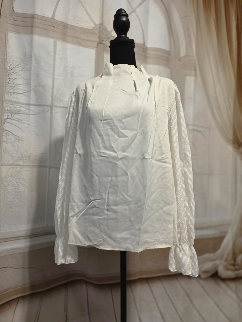 Kohl's White Textured Long-Sleeve Women's Blouse